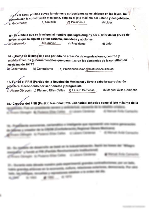 SOLUTION Pr Ctica Para Examen Sobre La Revoluci N Mexicana Incluye