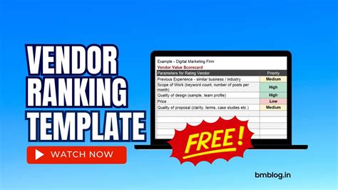 Vendor Comparison Template In Excel Compare And Rank Vendors