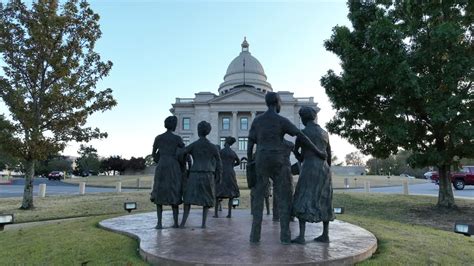 Premium stock video - The little rock nine monument on grounds of arkansas state capitol