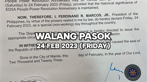 Walang Pasok Feb Special Non Working Holiday Edsa People