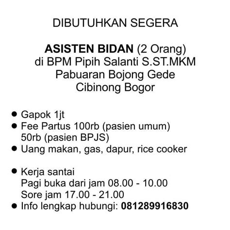 Lowongan Kerja Asisten Bidan AtmaGo