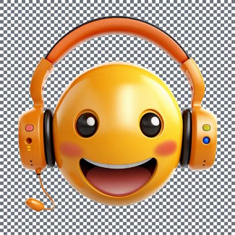 Ícone de emoji sorridente fones de ouvido em um fundo transparente