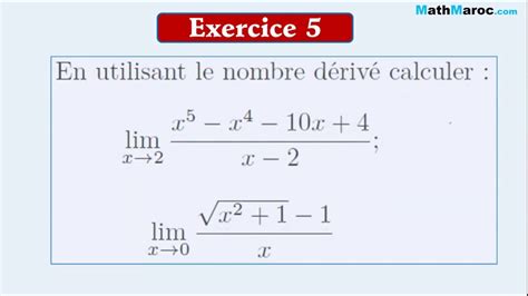 Exercices Corrig S D Rivabilit En Utilisant Le Nombre D Riv Calculer