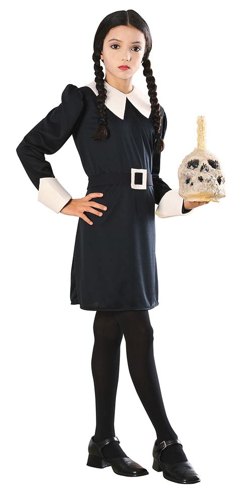 Buy Addams Family Child's Wednesday Addams Costume, Large, Black/White ...