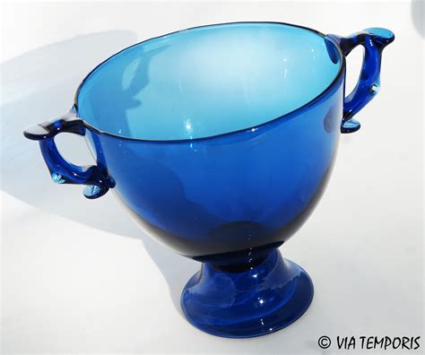 Verre Gallo Romain Grand Skyphos Bleu Via Temporis Reprod