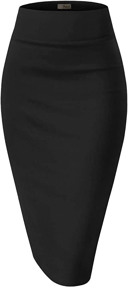 Hybrid And Company Women Elastic High Waist Bodycon Work Business Midi