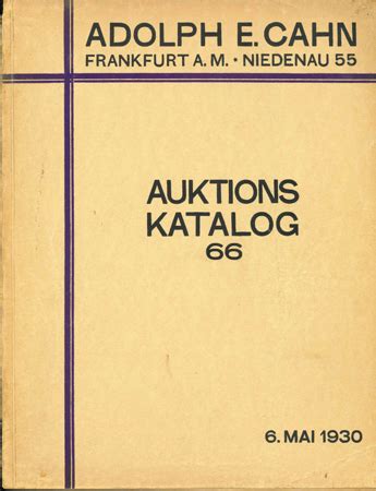 Auktionskataloge Auktion 66 Cahn Adolph E Broschiert Einband Leicht