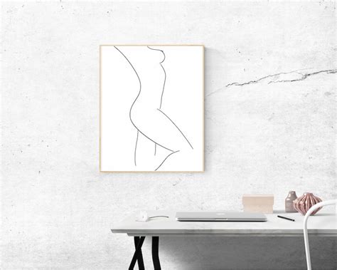 Nude Line Drawing Printable Art Black White Art Nude Etsy