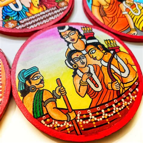 Ramayan Theme Art Decorative Indian Coasters Indian Wall Plates Hand