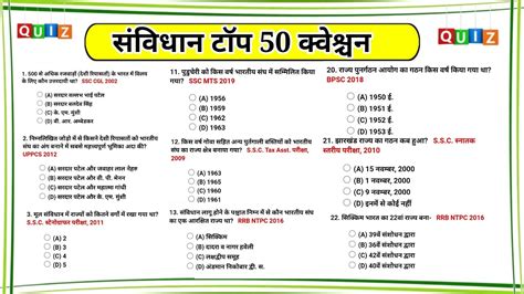 Polity Top 50 MCQs Indian Polity Gk MCQs Questions And Answers Ssc