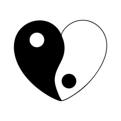 Modern Black And White Yin Yang Love Heart Logo Symbol Of Harmony And