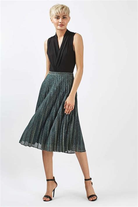 Glitter Pleat Midi Skirt Skirts Clothing Topshop Topshop Outfit Pleated Midi Skirt Skirt