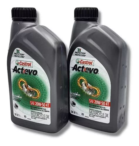 Aceite Castrol Actevo Sintetic 20w 50 Moto 4t 2 Botellas 1l