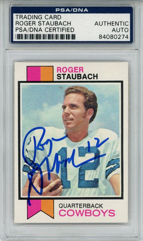 Roger Staubach Autographed Topps Trading Card Psa Slab