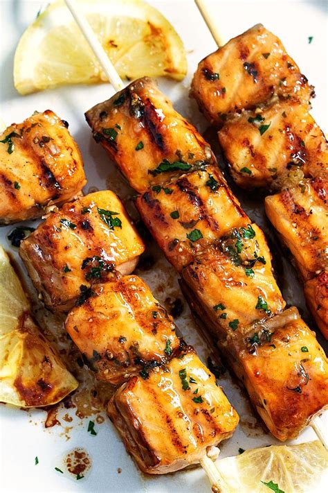 Grilled Salmon With Lemon Garlic Butter Glaze — Eatwell101