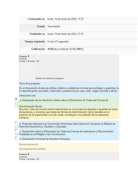 Introducción A Los Derechos Humanos Módulo 3 Cuestionario Final Del Módulo 3 Pdf