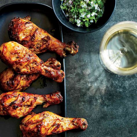 Tandoori Chicken Drumsticks With Cilantro Shallot Relish Recipe Kay Chun