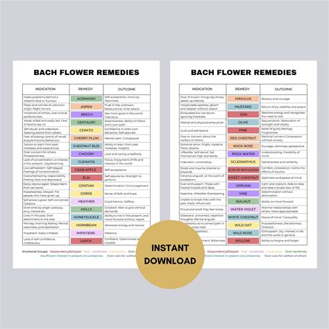 Bach Flower Remedies Chart, 38 Bach Flower Remedy Poster, Bach Flower Printable, Flower Essences ...