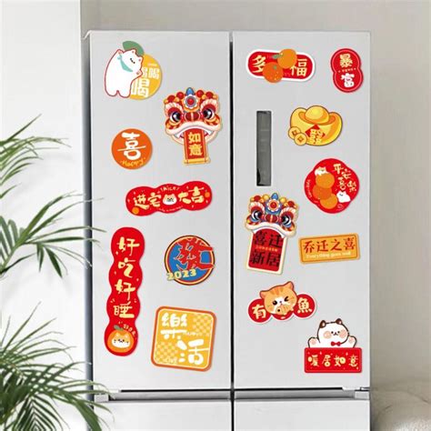 6pcs Resin New Year Refrigerator Magnets Cartoon Magnetic Sticker