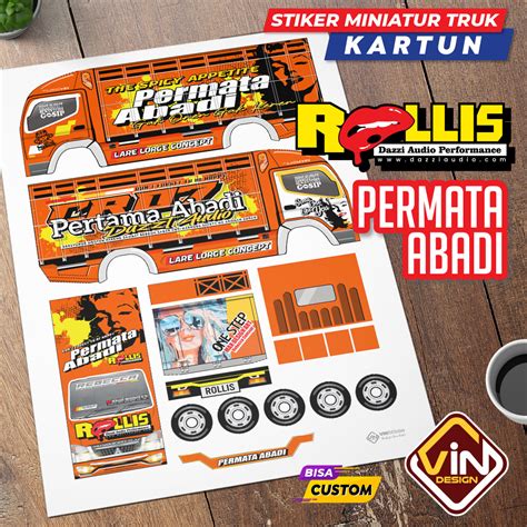 Jual STIKER MINIATUR TRUK ROLLIS PERMATA ABADI POLA STICKER