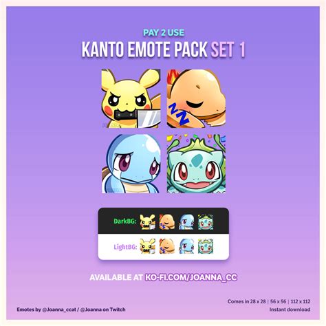 Kanto Emote Pack Set 1 Joannas Ko Fi Shop Ko Fi ️ Where Creators