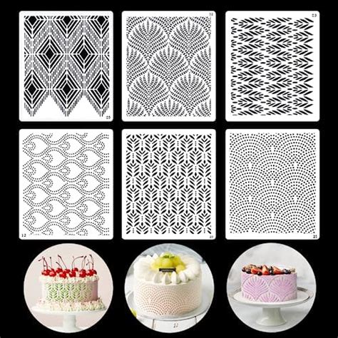 CATELL 6 Patterns Cake Stencils Decorating Cake Stencils Decorating