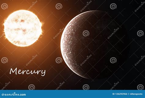 Mercury Against Background Of Sun Solar System Abstract Science