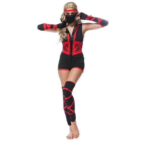 Adult Women Fierce Red Sexy Dragon Ninja Warrior Video Game Cosplay Halloween Costumes In Sexy