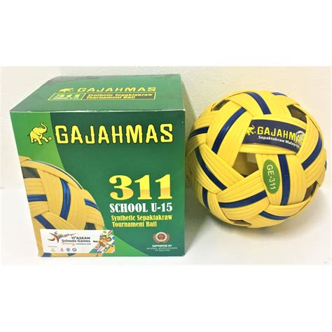 Gajahmas Gajah Emas 311 Synthetic Sepak Takraw Ball School U 15 Free