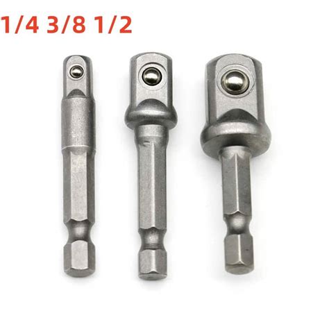 3 Pcs Drill Socket Adapter Impact Drill Extension Drill Bits Bar Socket Adapter 1 4 3 8 1 2 Size