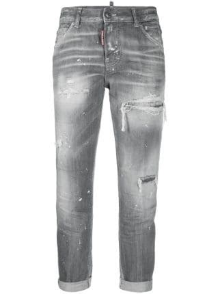 Dsquared Distressed Effect Cropped Trousers Farfetch