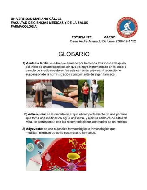 Glosario Farmacolog A Omar Alvarado De Le N Udocz