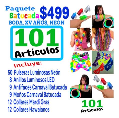 Paquete Kit Batucada Boda Neon Fiesta Party Xv Años 101 Art Envío gratis