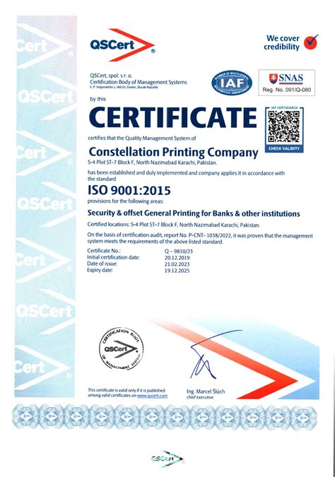 ISO Certificate | Constellation Printing Company