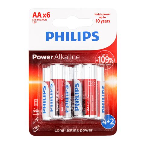 Conjunto De 6 Pilhas Alcalina Philips Power Life LR06 hôma