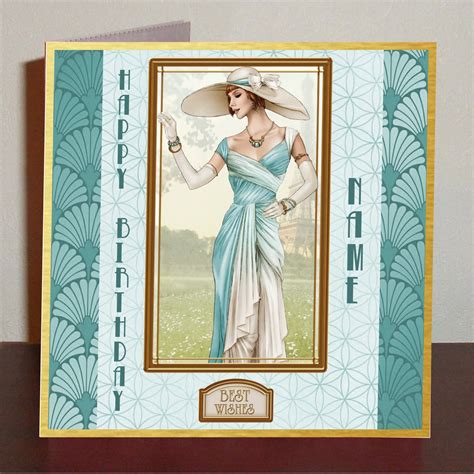 Art Deco Glamourous Lady Birthday Cards Etsy