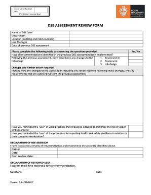 Fillable Online DSE ASSESSMENT REVIEW FORM Intranet Royalholloway Ac