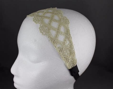 Cream Gold 2 5 Wide Stretch Lace Headband Hair Band Accessory Ebay