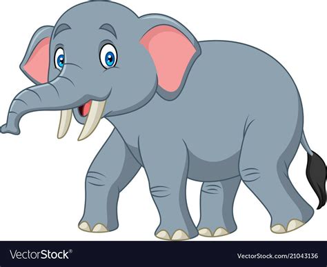 Cartoon happy elephant vector image on VectorStock | Cute elephant ...