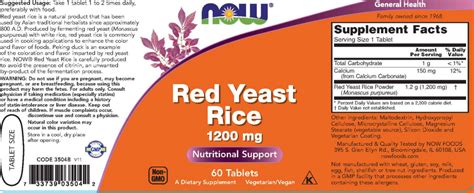 Red Yeast Rice 1200 Mg 60 Tablets Now