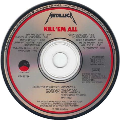 Metallica Kill Em All St Us Cd Album Cdlp