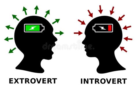 Introvert And Extrovert Silhouette Head Boy Or Girl Stock Vector