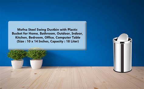 Mofna Stainless Steel Swing Dustbin Set Of Pcs X Liter Trash