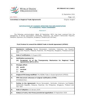 Fillable Online 1 2 Committee On Regional Trade Agreements Original