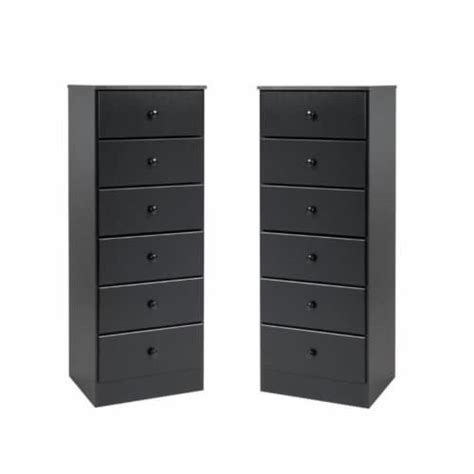 Home Square 6 Drawer Wood Lingerie Chest Set In Black Set Of 2 1