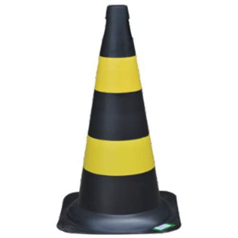 Cone Plastcor Sinalizacao Pvc Rigido Preto E Amarelo 50cm Cone De