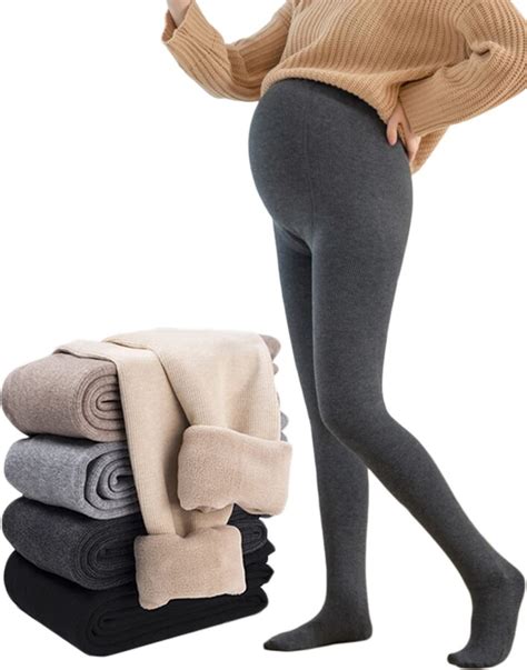 Tzjgt 1 2 Pcs Warm Fleece Maternity Leggings Over The Belly Pregnancy Tights Fake Translucent