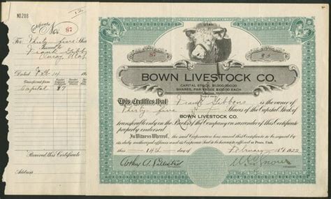 560 Usa Book Keepers Land And Cattle Company 100 Shares 190 3