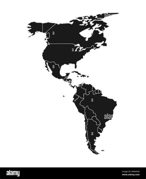 Mapa De América Del Norte Y Del Sur En Negro Mapa De Las Américas Con Las Fronteras De Los