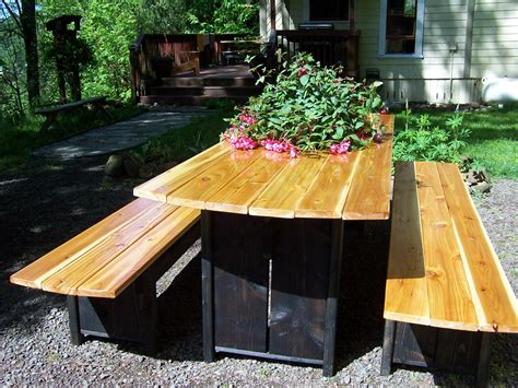 Picnic Table Cedar Farmhouse Trestle Table Black Legs